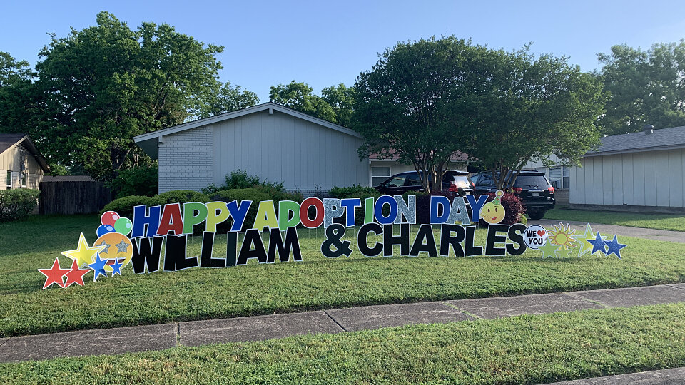 pattersons celebrated adoption with yard art